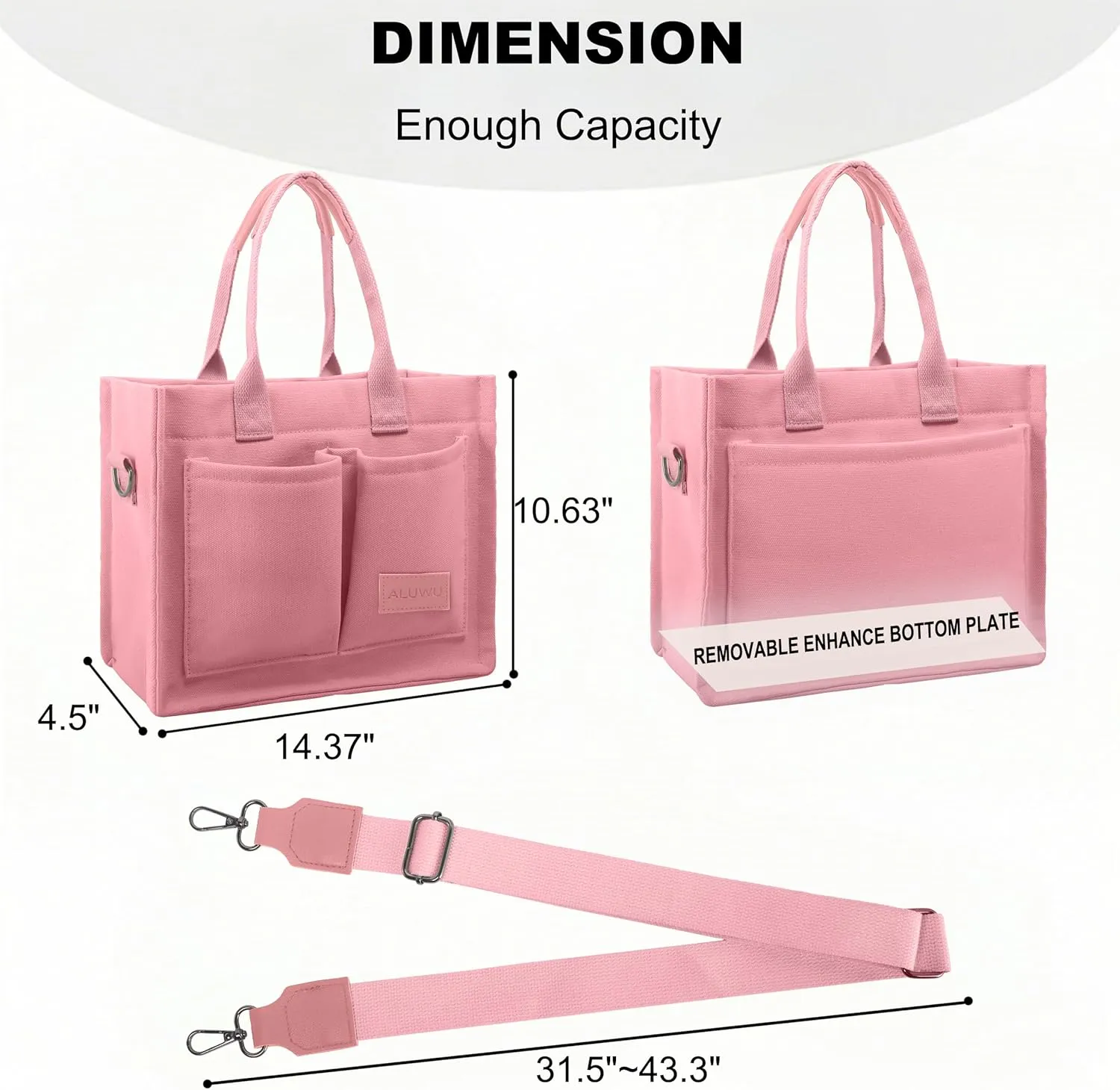 ALUWU Work Tote Bags for Women, Canvas Tote bag Womens Purse Handbags Crossbody Laptop Book Bag for Travel Nurse College Gift