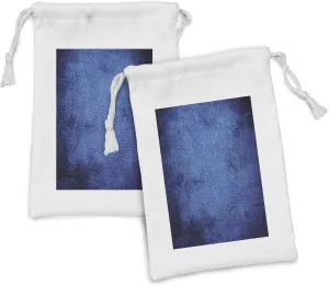Ambesonne Navy Blue Fabric Pouch Set of 2, Martian Alien Skin Like Dark Blue Contemporary Interesting Space Design Art Print, Small Drawstring Bag for Toiletries Masks and Favors, 9" x 6", Dark Blue