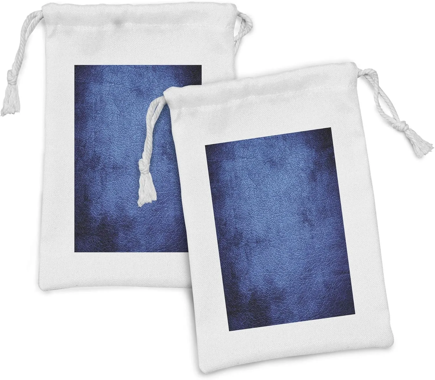 Ambesonne Navy Blue Fabric Pouch Set of 2, Martian Alien Skin Like Dark Blue Contemporary Interesting Space Design Art Print, Small Drawstring Bag for Toiletries Masks and Favors, 9" x 6", Dark Blue