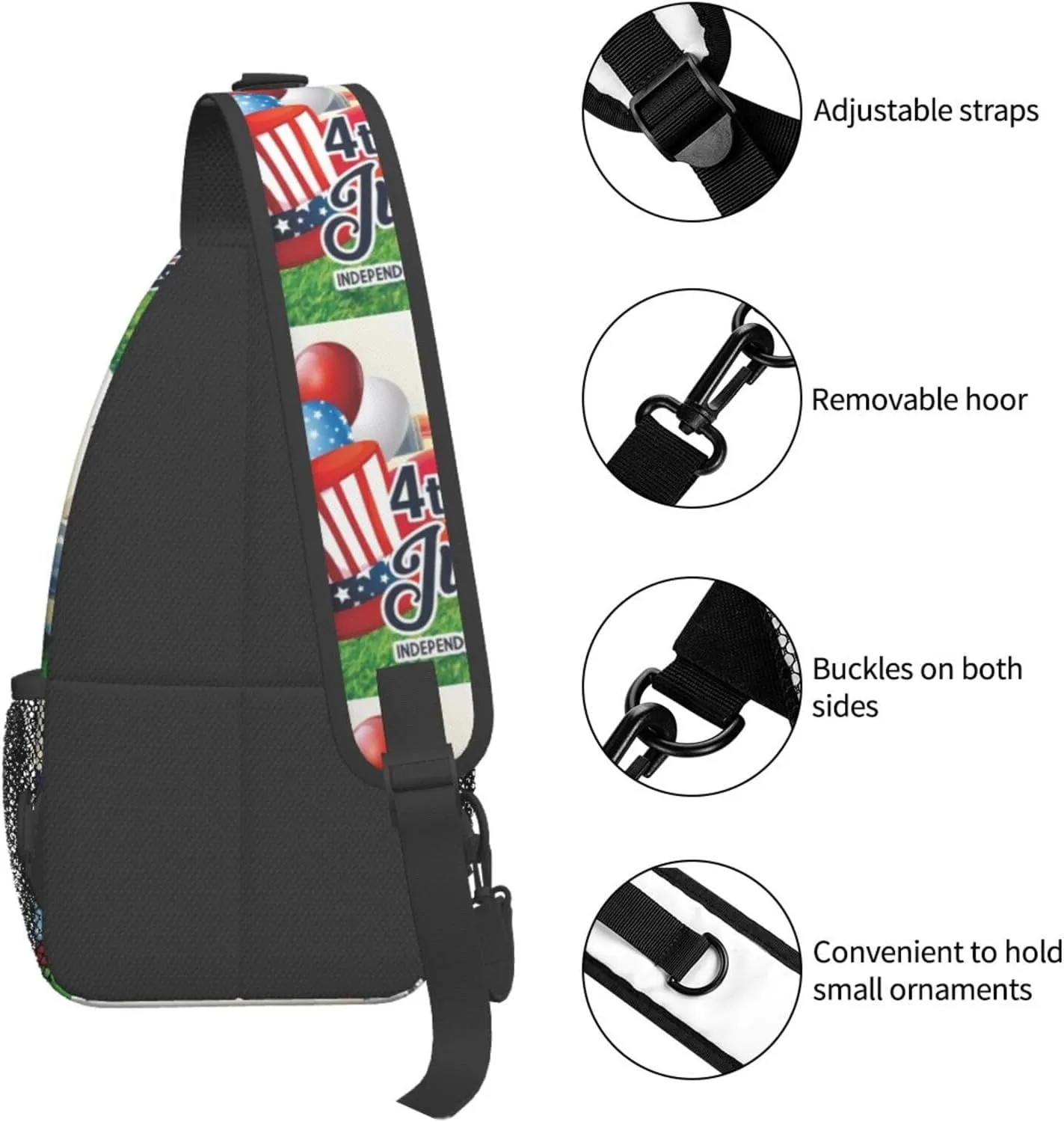 America Independence Day 1776 4th Of July Chest Sling Bag Crossbody Shoulder Backpack Bag Gym Cycling Daypack Travel Hiking Cross Bag