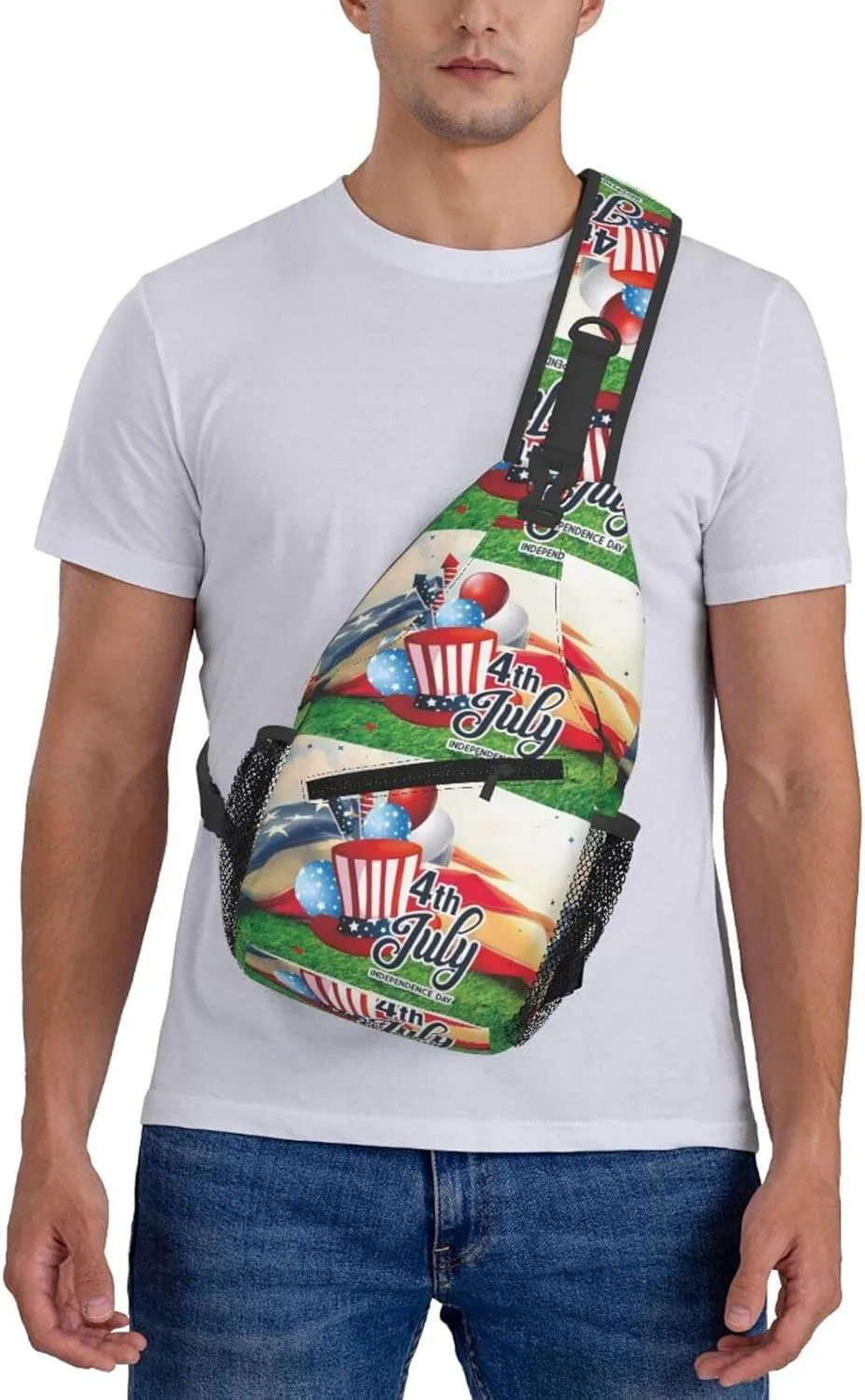 America Independence Day 1776 4th Of July Chest Sling Bag Crossbody Shoulder Backpack Bag Gym Cycling Daypack Travel Hiking Cross Bag