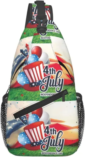 America Independence Day 1776 4th Of July Chest Sling Bag Crossbody Shoulder Backpack Bag Gym Cycling Daypack Travel Hiking Cross Bag