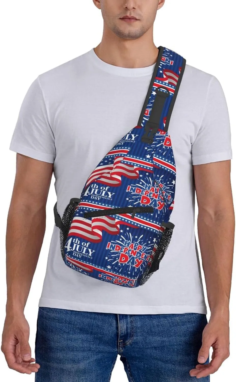 America Independence Day 1776 American Flag Chest Sling Bag Crossbody Shoulder Backpack Bag Gym Cycling Daypack Travel Hiking Cross Bag