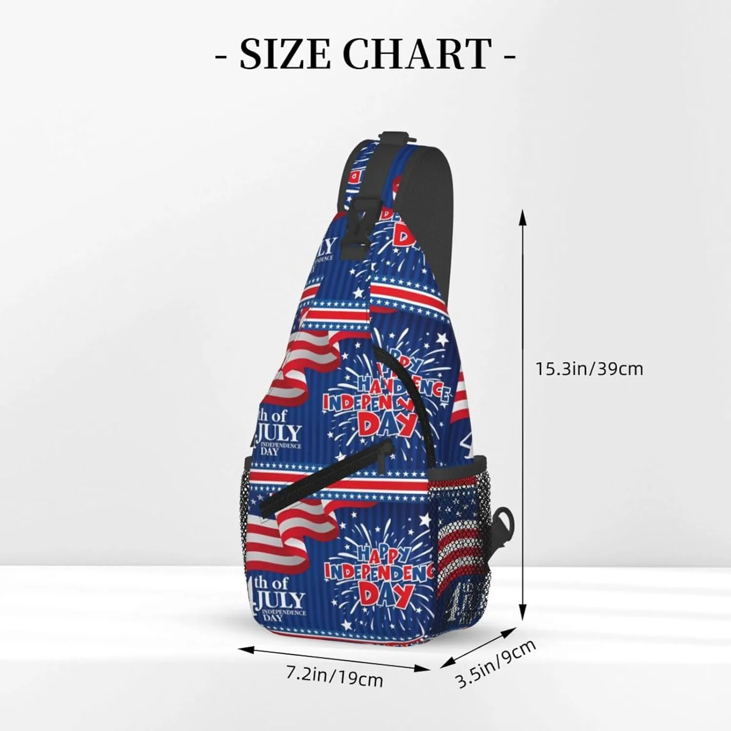 America Independence Day 1776 American Flag Chest Sling Bag Crossbody Shoulder Backpack Bag Gym Cycling Daypack Travel Hiking Cross Bag