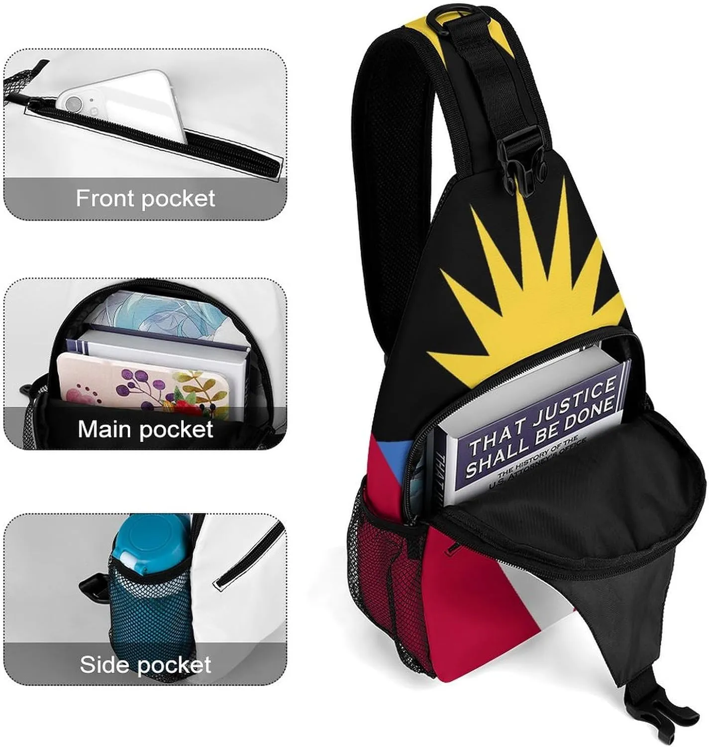 America Usa Flag-Retro Sling Bag Crossbody Chest Bag Shoulder Bag For Travel Hiking Cycling Camping