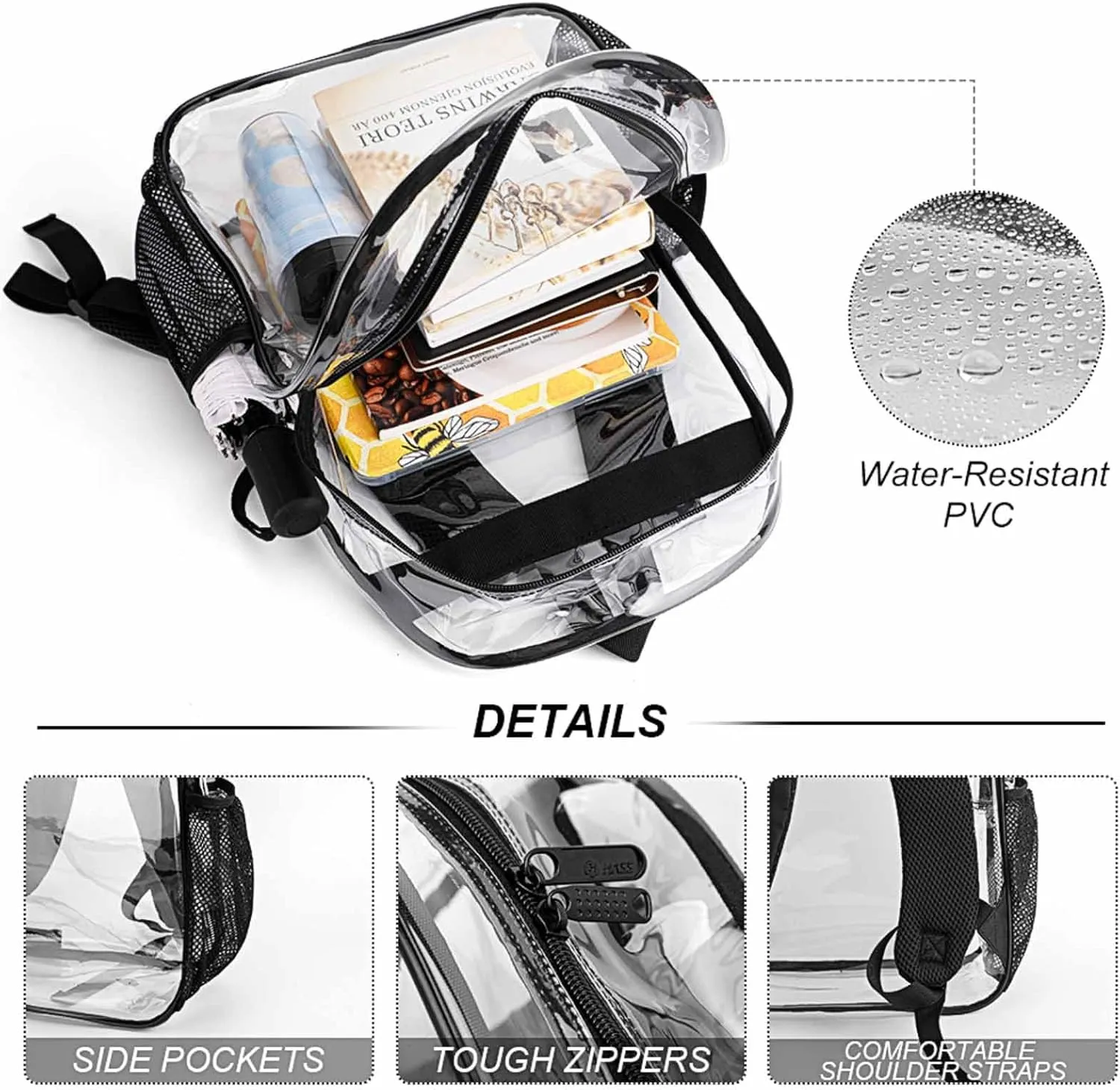 American Thin Blue Line Police Dog Flag Black Backpack Transparent Multipurpose Anti-Theft Shoulder Bag Big Capacity Gym Outdoor Hiking Backpack With Padded Straps
