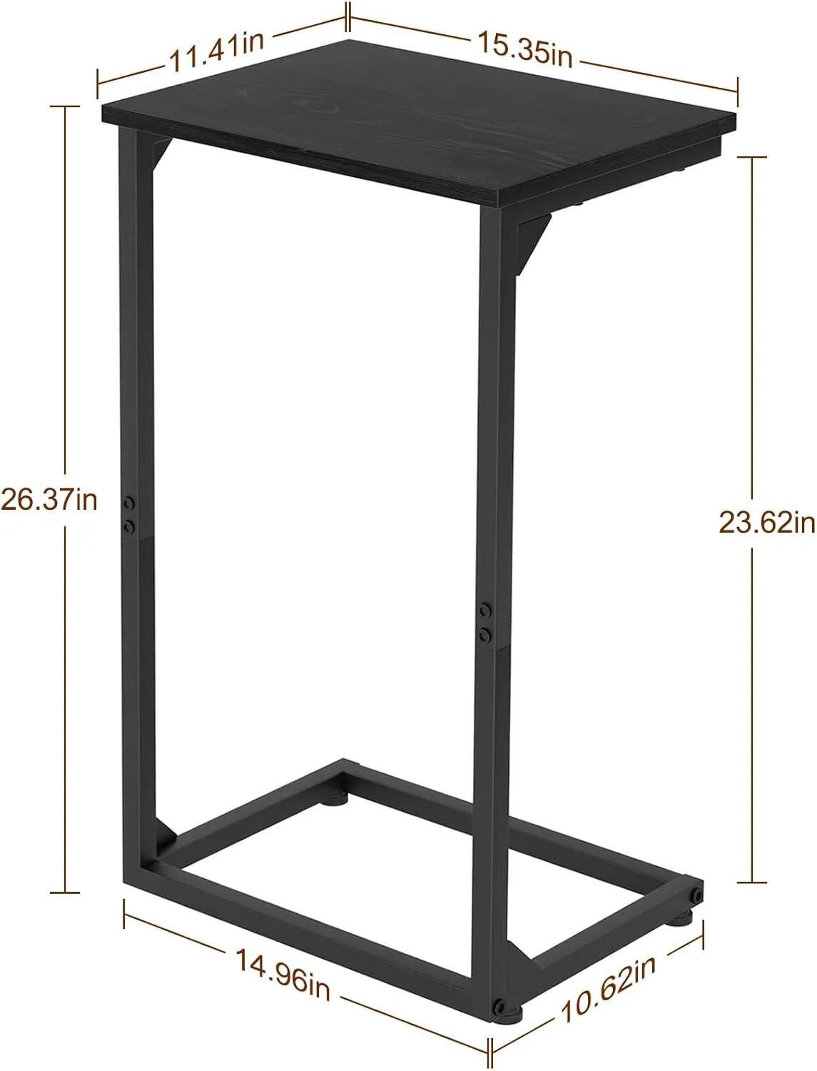 AMHANCIBLE C Shaped End Table Set of 2, Couch Tables That Slide Under, TV Trays, Side Tables for Living Room, Snack Table for Small Space, Black HET02BBK