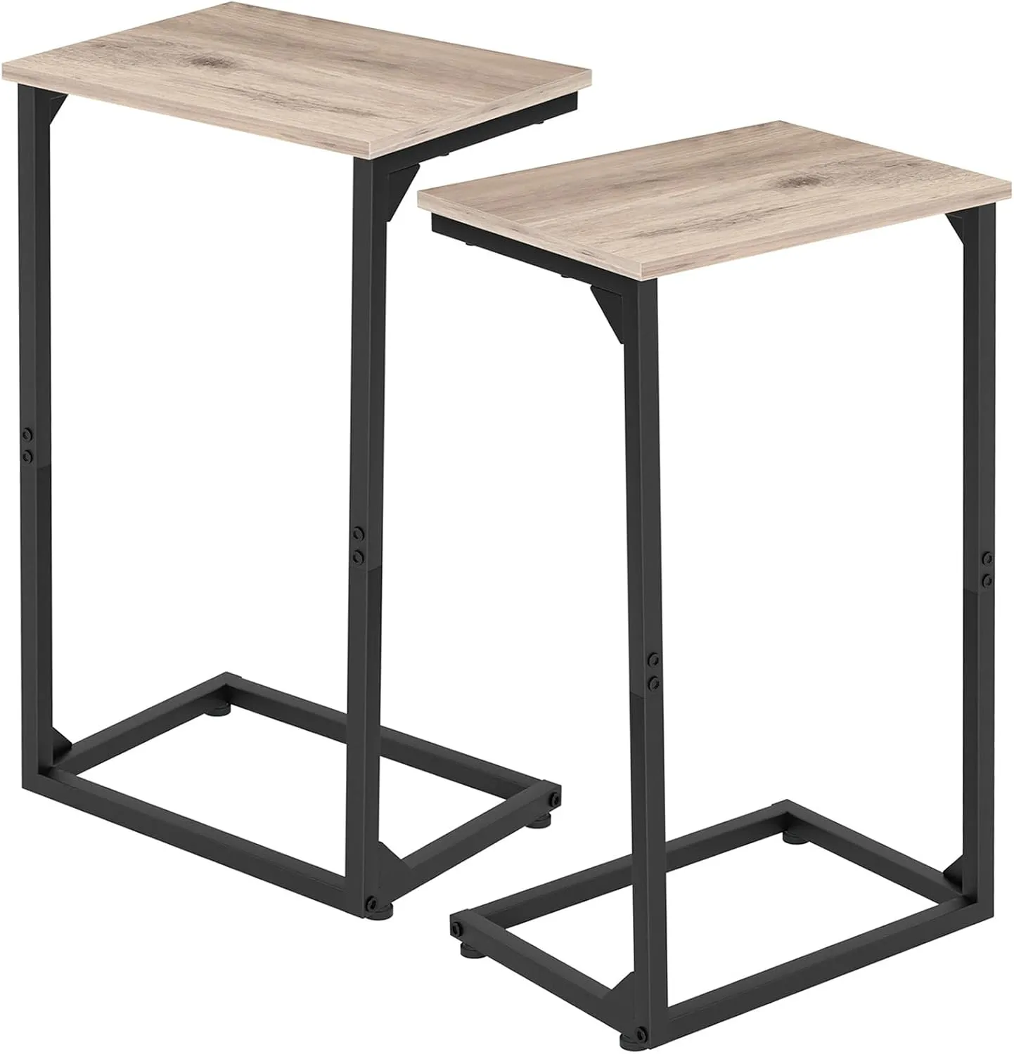 AMHANCIBLE C Shaped End Tables Set of 2, Couch Side Tables That Slide Under, TV Trays for Living Room, Bedroom, Small Space, Sofa, Grey HET02BGY