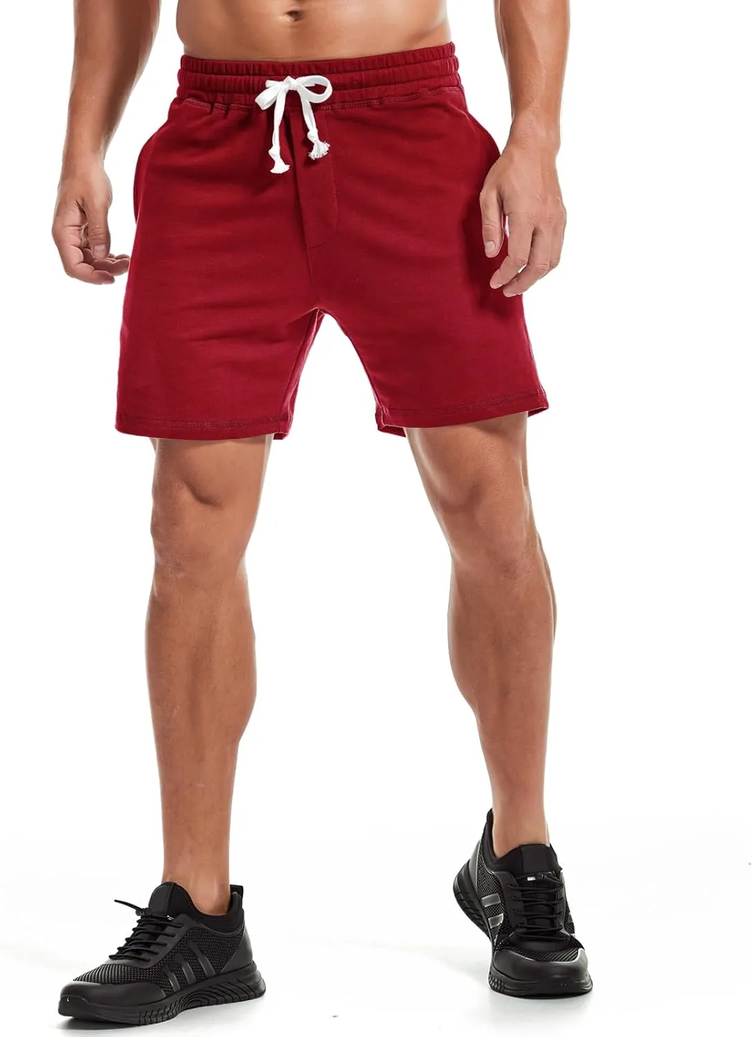 AMY COULEE Mens Athletic Workout Shorts 5.5" Cotton Casual Shorts Elastic Waist Joggers Sports Sweat Shorts