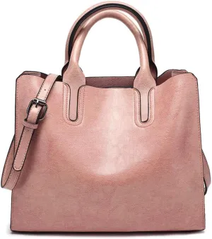 Andongnywell Women Oil Leather Handbags Top Handle Satchel Shoulder Bucket Bag Tote Purse for Ladies and Girl