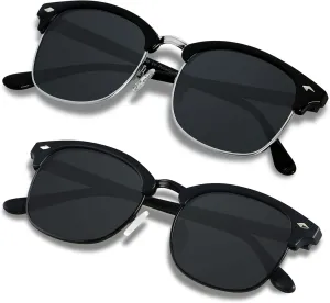 ANDWOOD Polarized Sunglasses for Men Women UV Protection Semi Rimless Sun glasses Classic Half Frame