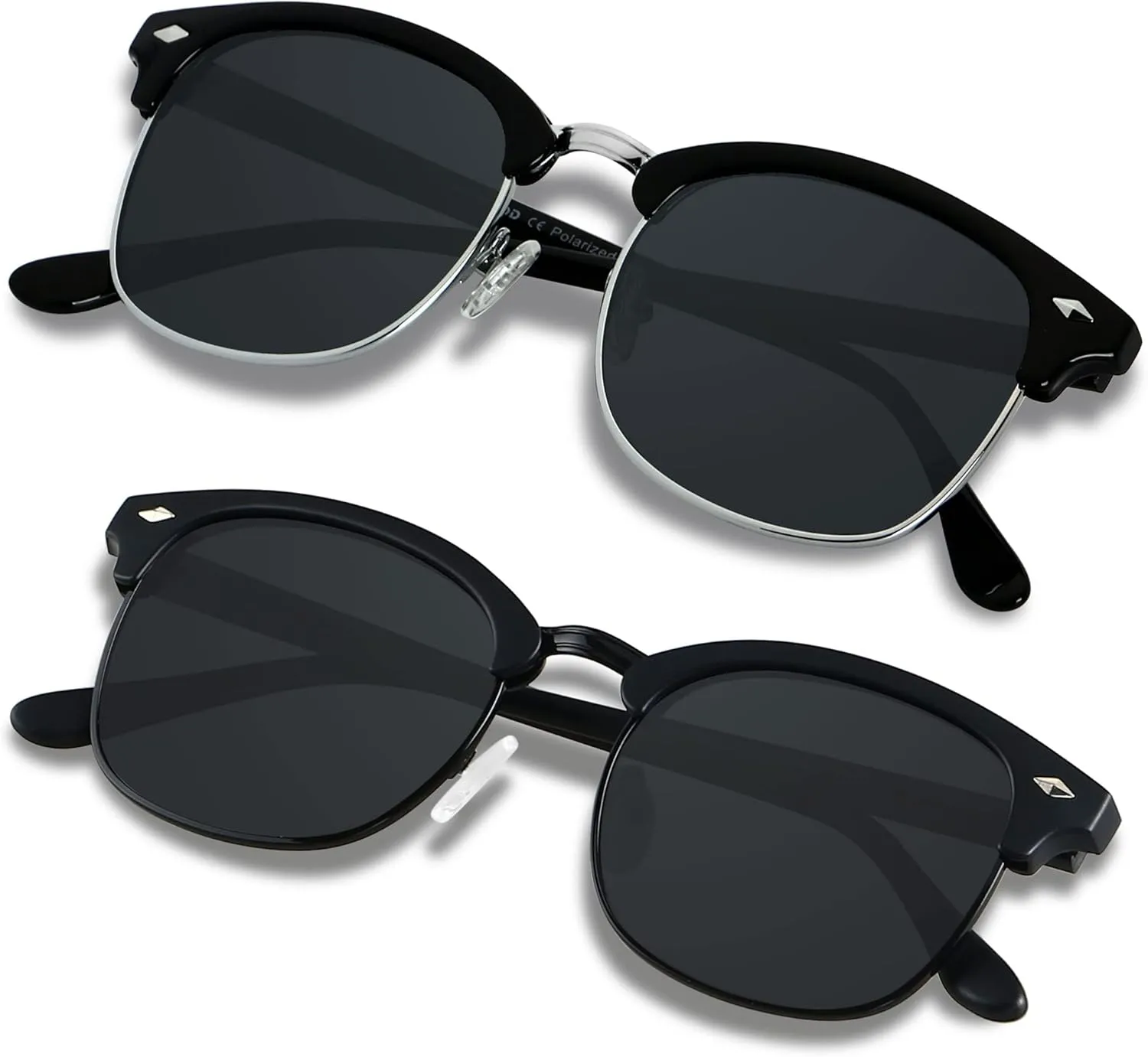 ANDWOOD Polarized Sunglasses for Men Women UV Protection Semi Rimless Sun glasses Classic Half Frame