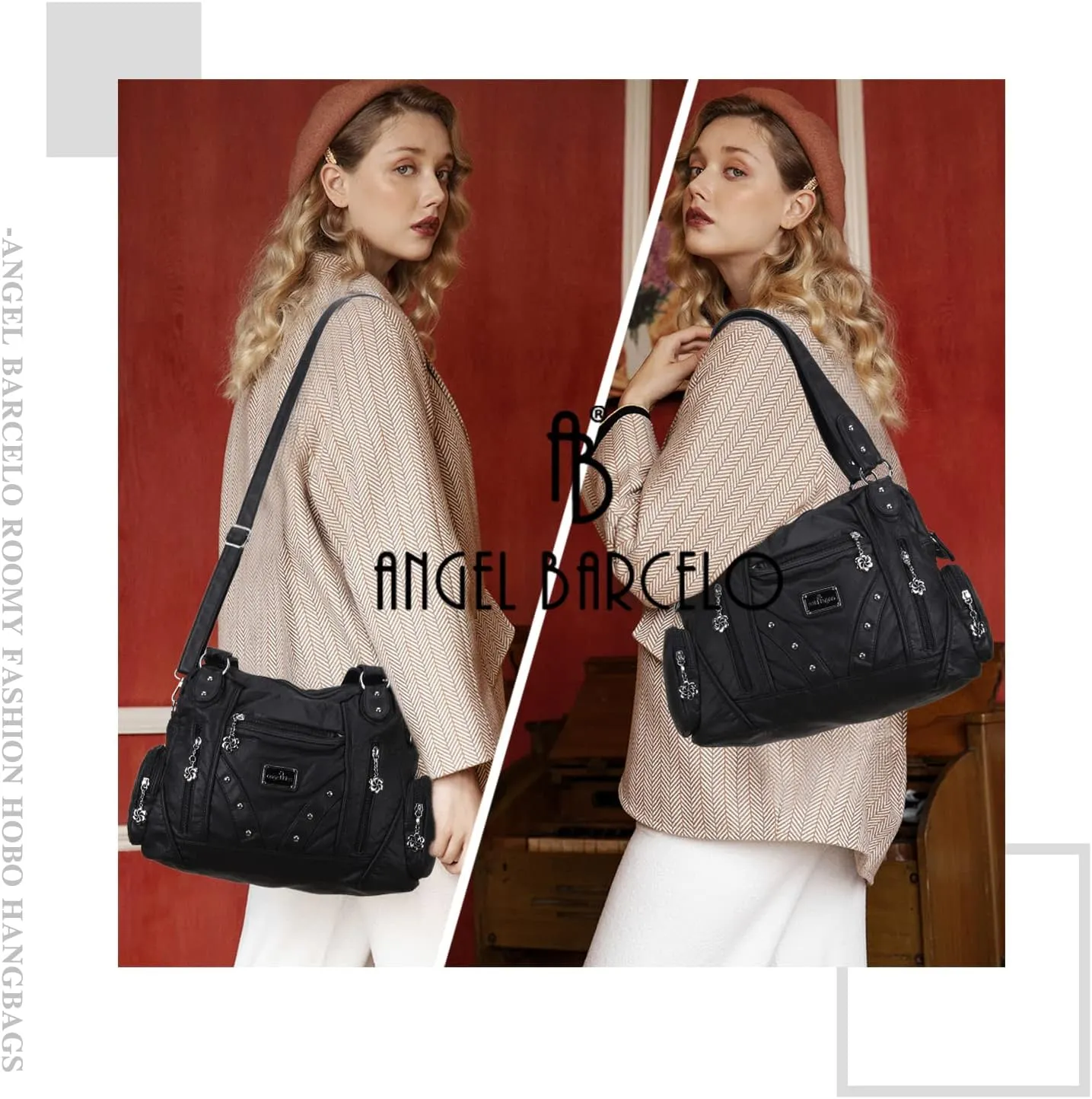 Angel Barcelo Hobo Bag for Women Crossbody Purse and Handbags Ladies Shoulder Bags