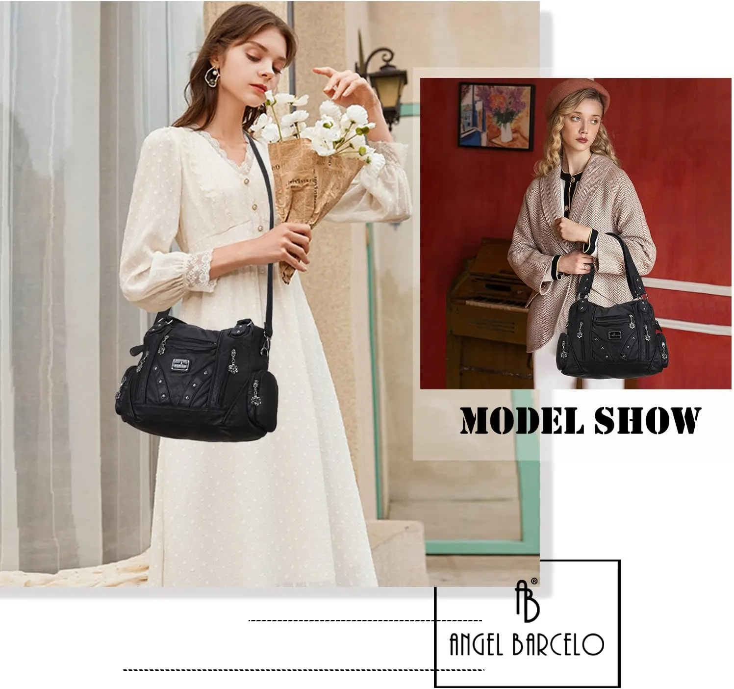 Angel Barcelo Hobo Bag for Women Crossbody Purse and Handbags Ladies Shoulder Bags
