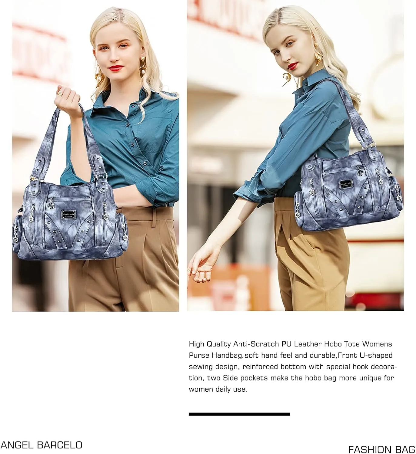 Angel Barcelo Hobo Bag for Women Crossbody Purse and Handbags Ladies Shoulder Bags