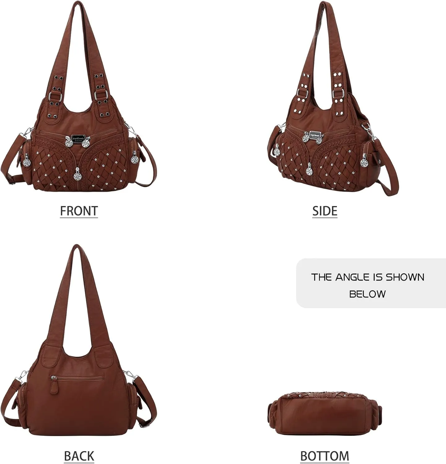 Angel Barcelo Purses and Handbags Women Tote Shoulder Top Handle Satchel Hobo Bags Fashion Washed PU Leather Purse
