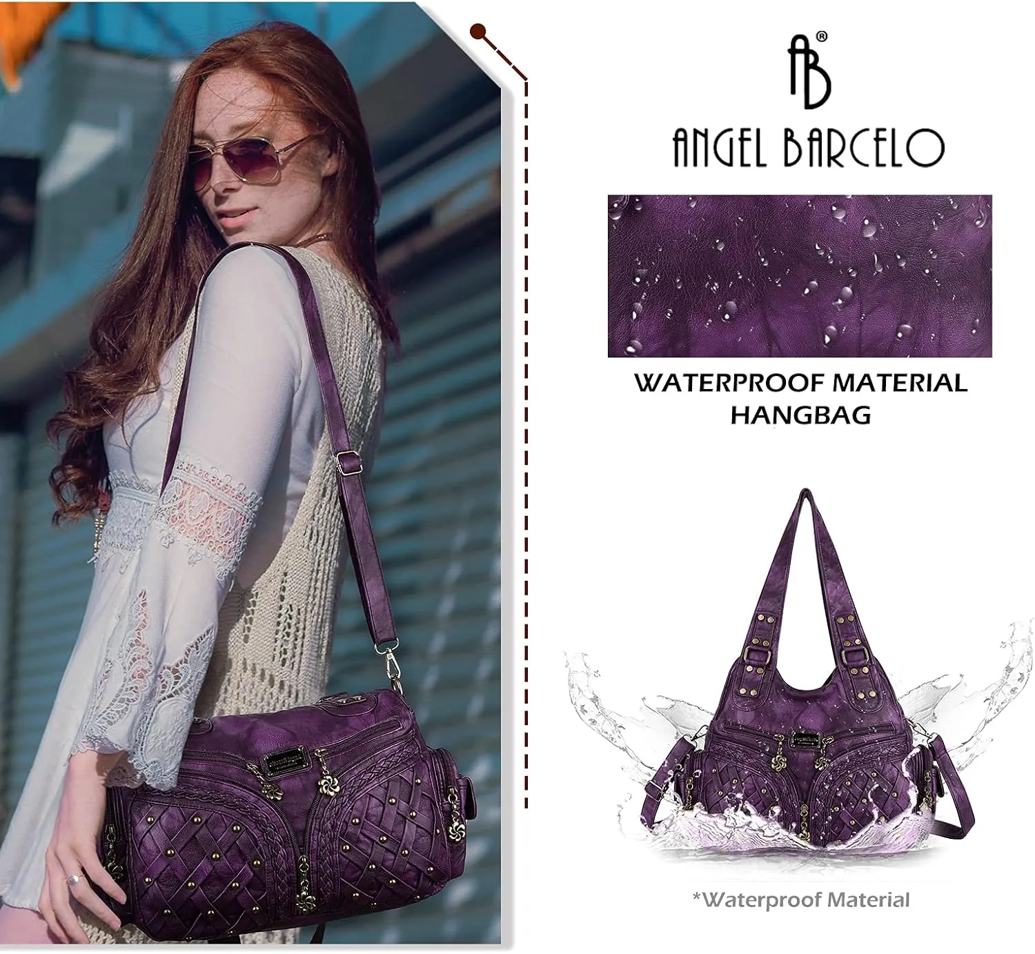 Angel Barcelo Purses and Handbags Women Tote Shoulder Top Handle Satchel Hobo Bags Fashion Washed PU Leather Purse