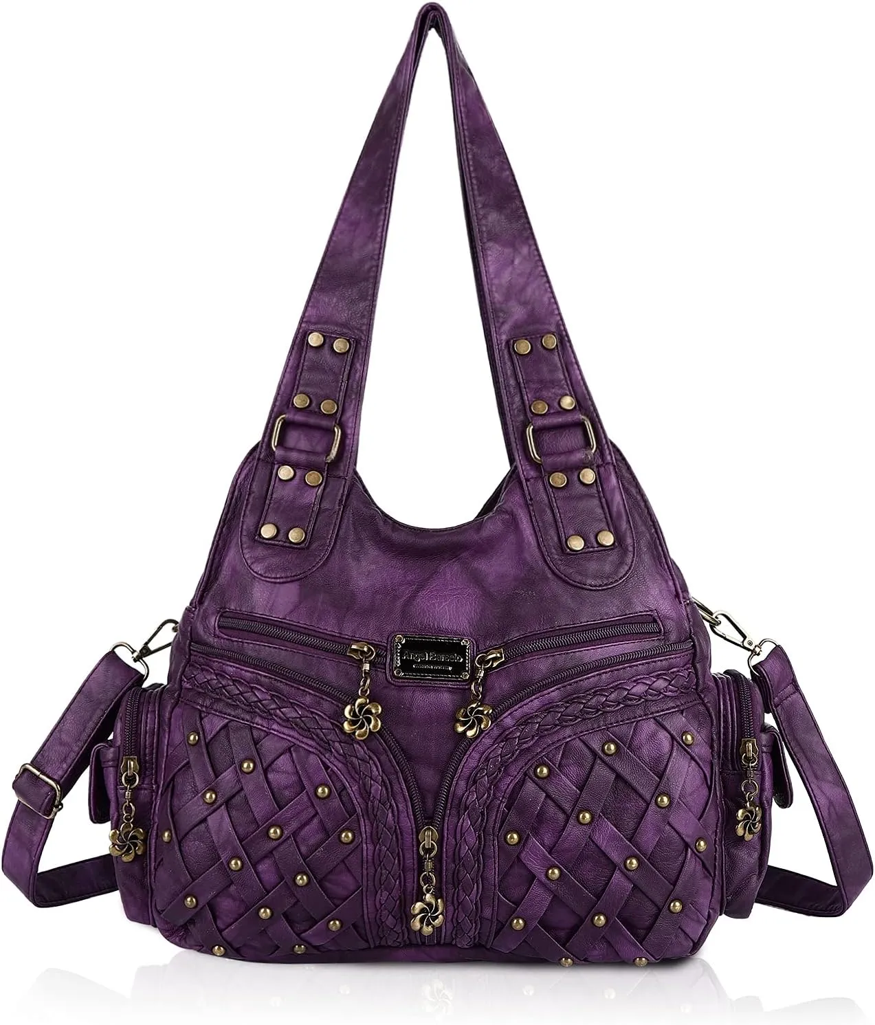 Angel Barcelo Purses and Handbags Women Tote Shoulder Top Handle Satchel Hobo Bags Fashion Washed PU Leather Purse
