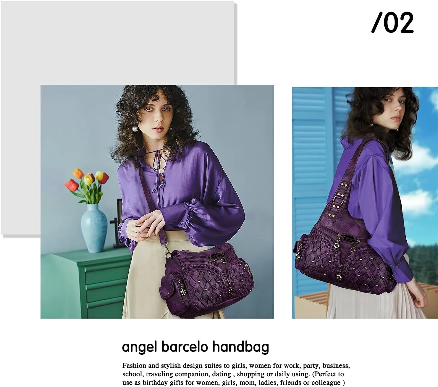 Angel Barcelo Purses and Handbags Women Tote Shoulder Top Handle Satchel Hobo Bags Fashion Washed PU Leather Purse