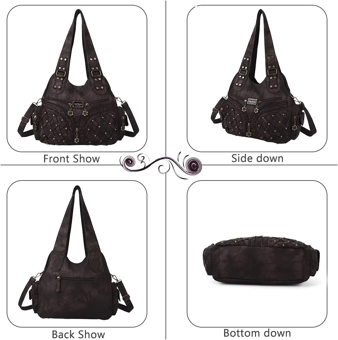 Angel Barcelo Purses and Handbags Women Tote Shoulder Top Handle Satchel Hobo Bags Fashion Washed PU Leather Purse