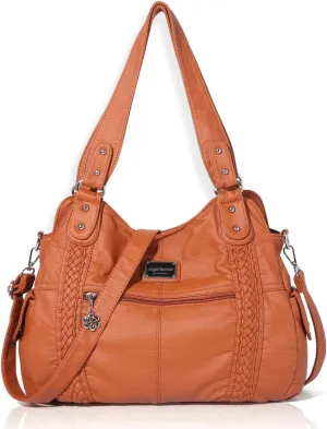 Angel Barcelo Roomy Fashion Hobo Womens Handbags Ladies Purse Satchel Shoulder Bags Tote Washed Leather Bag
