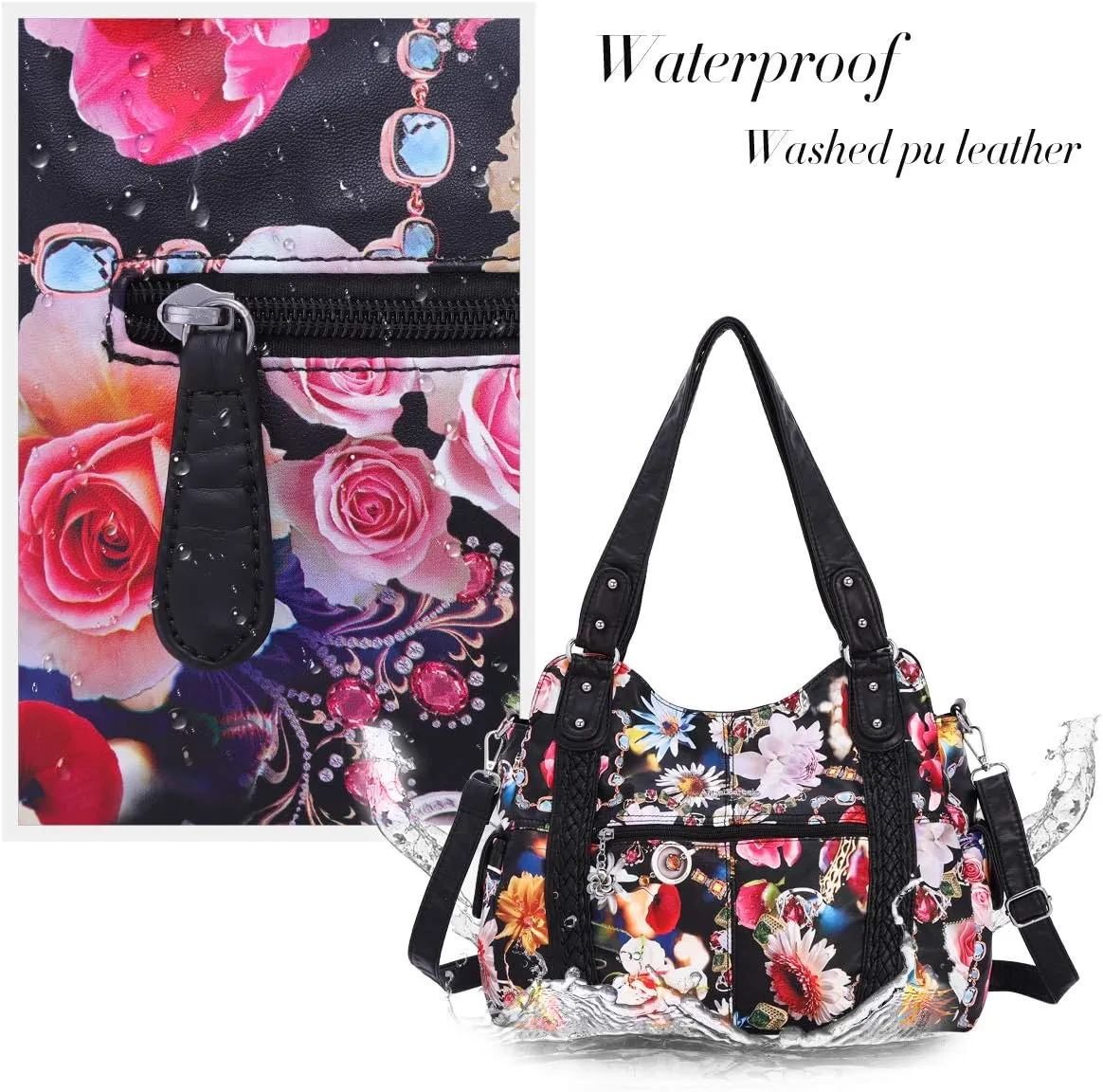 Angel Barcelo Roomy Fashion Hobo Womens Handbags Ladies Purse Satchel Shoulder Bags Tote Washed Leather Bag