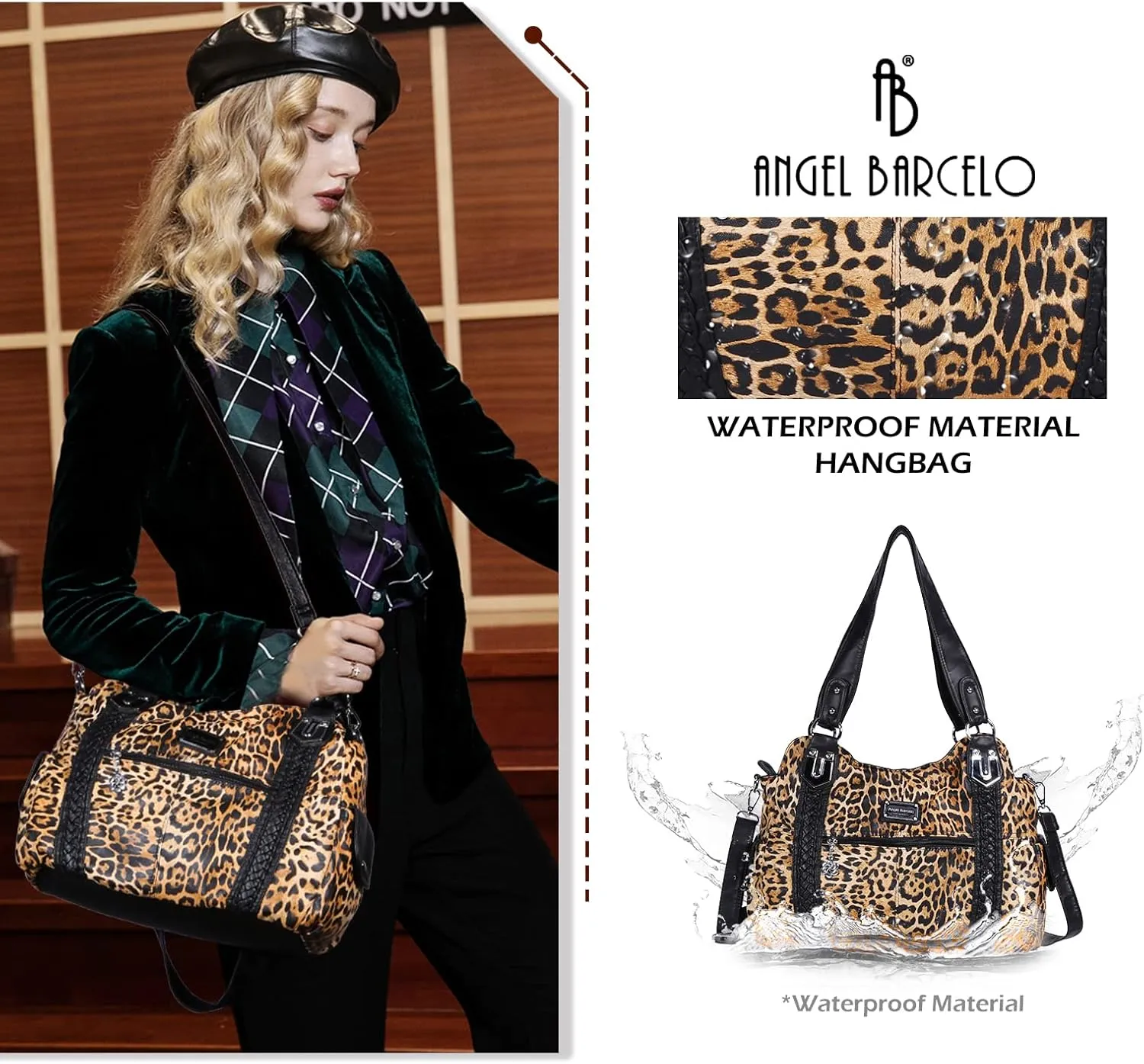 Angel Barcelo Roomy Fashion Hobo Womens Handbags Ladies Purse Satchel Shoulder Bags Tote Washed Leather Bag