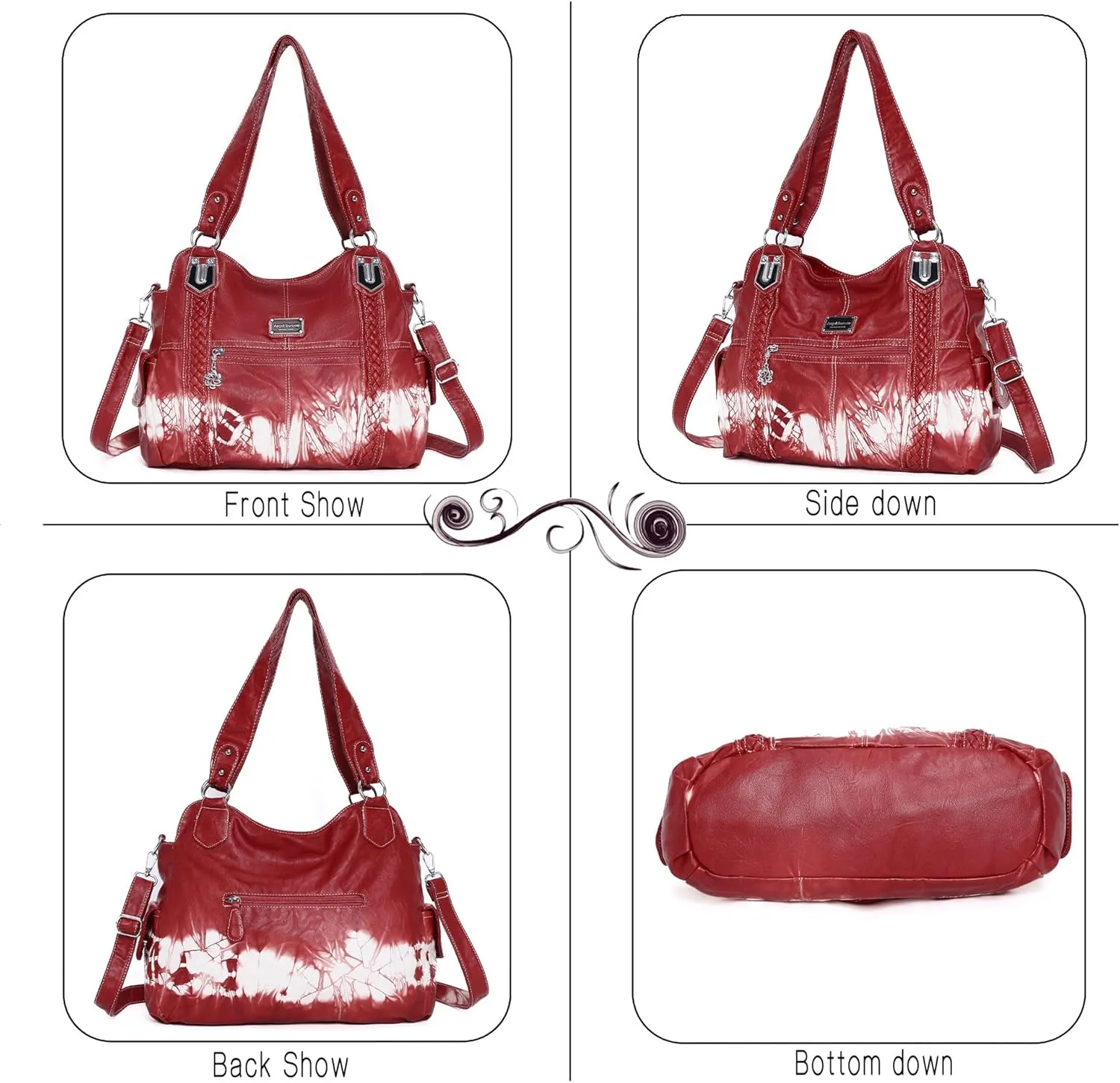 Angel Barcelo Roomy Fashion Hobo Womens Handbags Ladies Purse Satchel Shoulder Bags Tote Washed Leather Bag