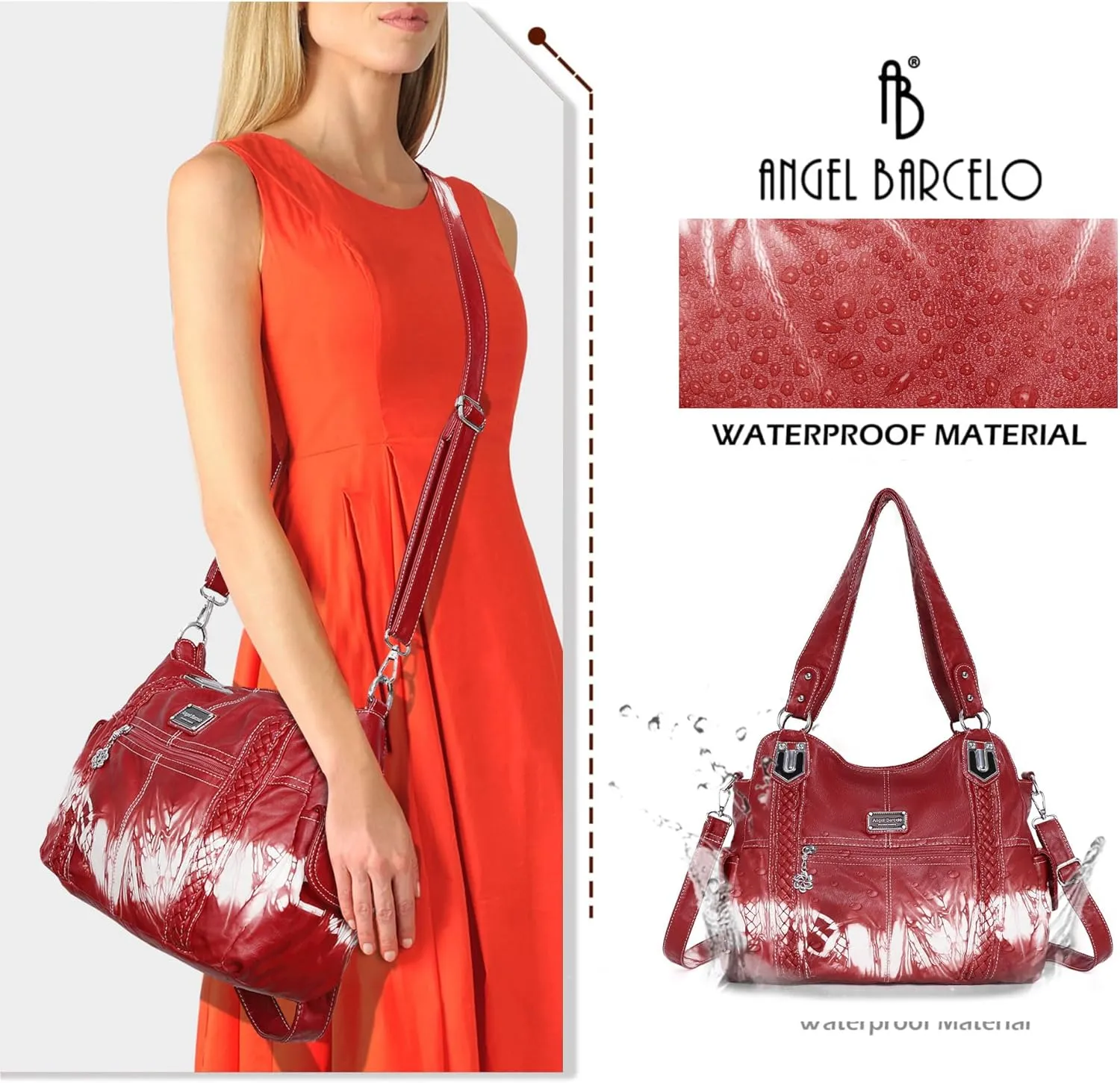 Angel Barcelo Roomy Fashion Hobo Womens Handbags Ladies Purse Satchel Shoulder Bags Tote Washed Leather Bag