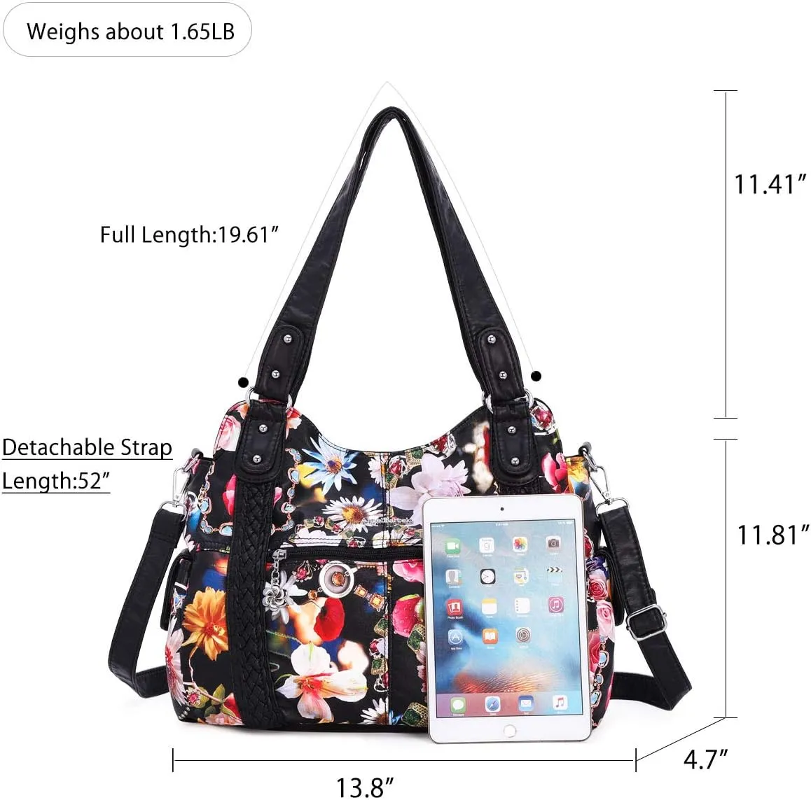 Angel Barcelo Roomy Fashion Hobo Womens Handbags Ladies Purse Satchel Shoulder Bags Tote Washed Leather Bag