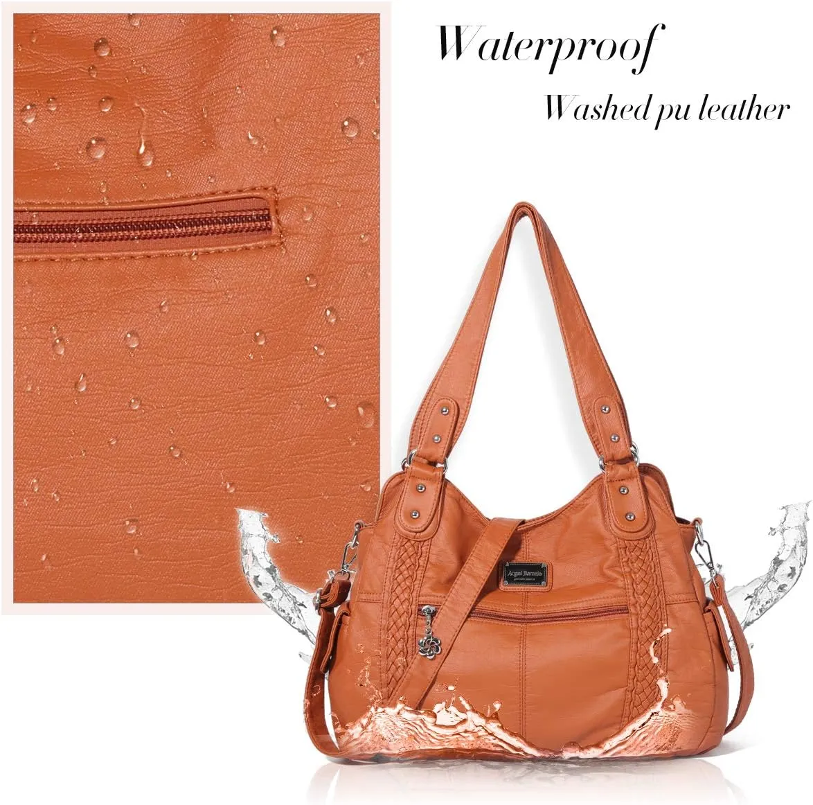 Angel Barcelo Roomy Fashion Hobo Womens Handbags Ladies Purse Satchel Shoulder Bags Tote Washed Leather Bag