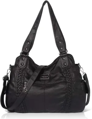 Angel Barcelo Roomy Fashion Hobo Womens Handbags Ladies Purse Satchel Shoulder Bags Tote Washed Leather Bag
