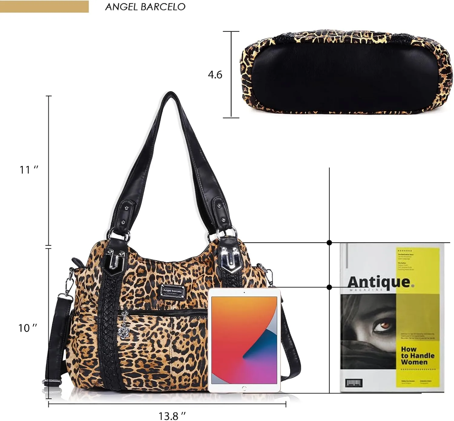 Angel Barcelo Roomy Fashion Hobo Womens Handbags Ladies Purse Satchel Shoulder Bags Tote Washed Leather Bag