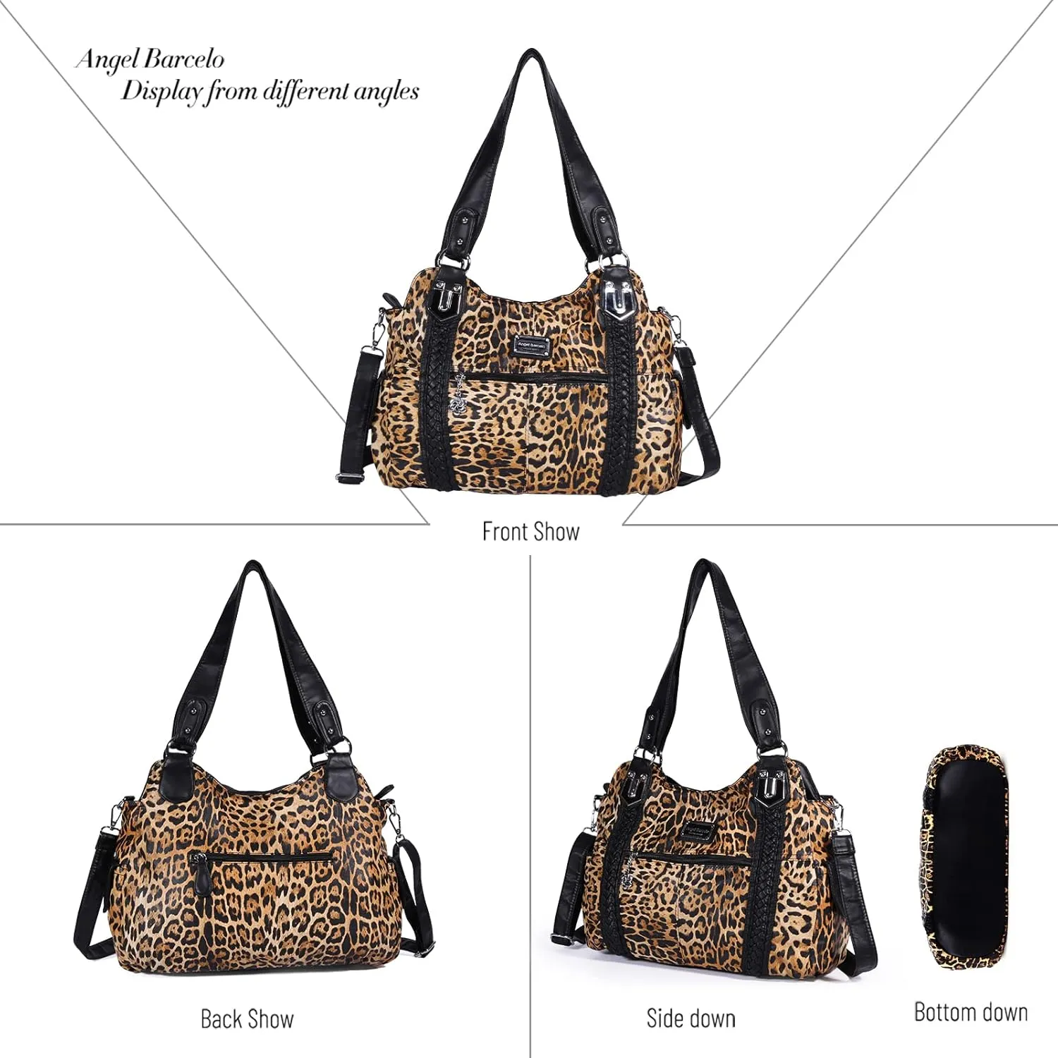 Angel Barcelo Roomy Fashion Hobo Womens Handbags Ladies Purse Satchel Shoulder Bags Tote Washed Leather Bag