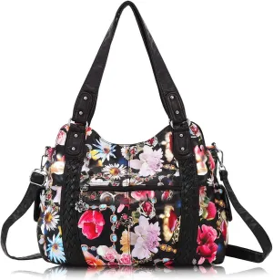 Angel Barcelo Roomy Fashion Hobo Womens Handbags Ladies Purse Satchel Shoulder Bags Tote Washed Leather Bag