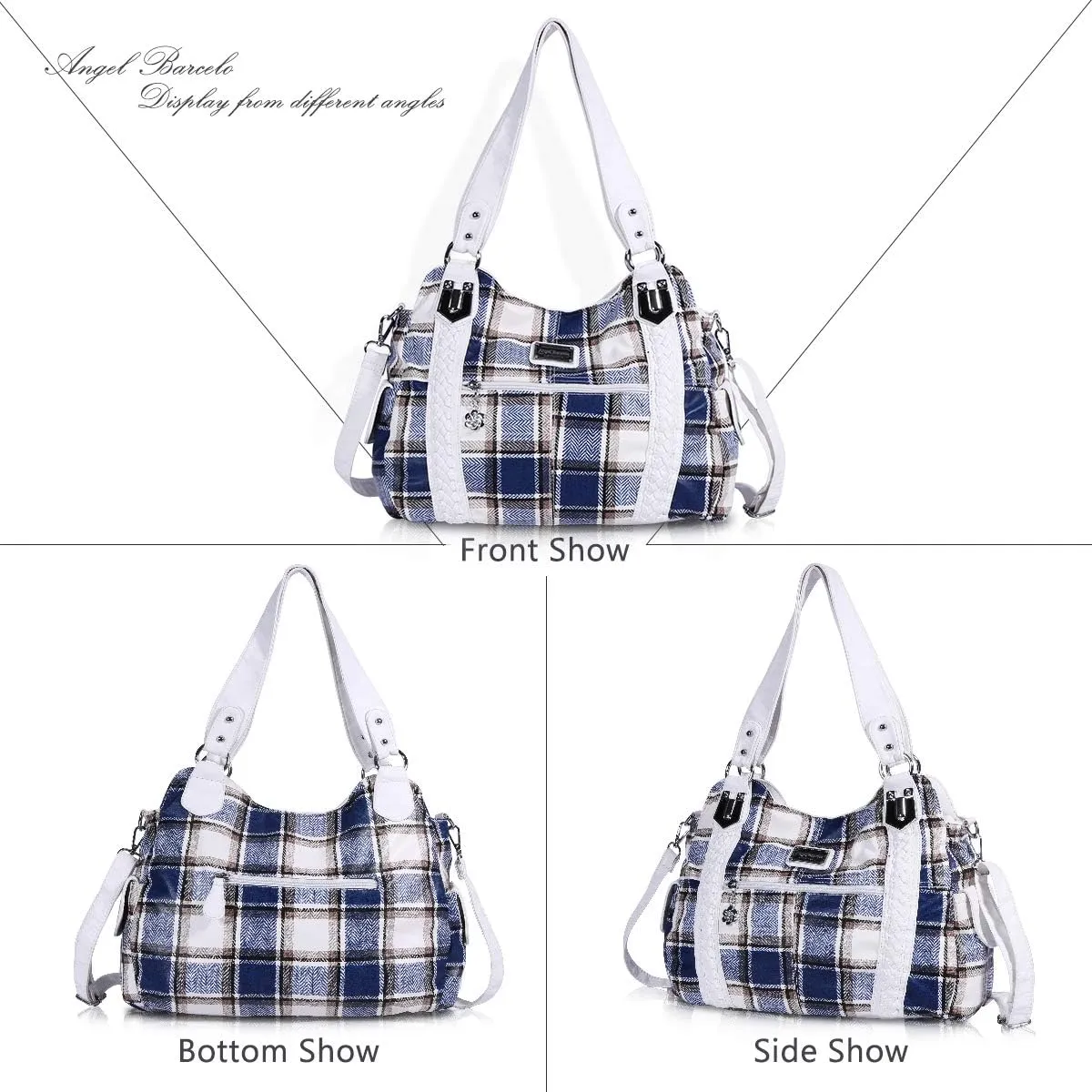 Angel Barcelo Roomy Fashion Hobo Womens Handbags Ladies Purse Satchel Shoulder Bags Tote Washed Leather Bag