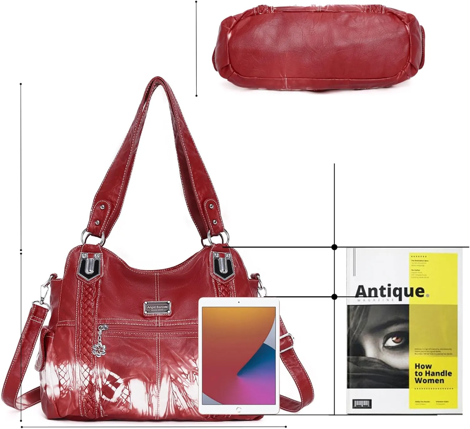 Angel Barcelo Roomy Fashion Hobo Womens Handbags Ladies Purse Satchel Shoulder Bags Tote Washed Leather Bag