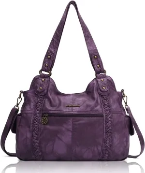 Angel Barcelo Roomy Fashion Hobo Womens Handbags Ladies Purse Satchel Shoulder Bags Tote Washed Leather Bag
