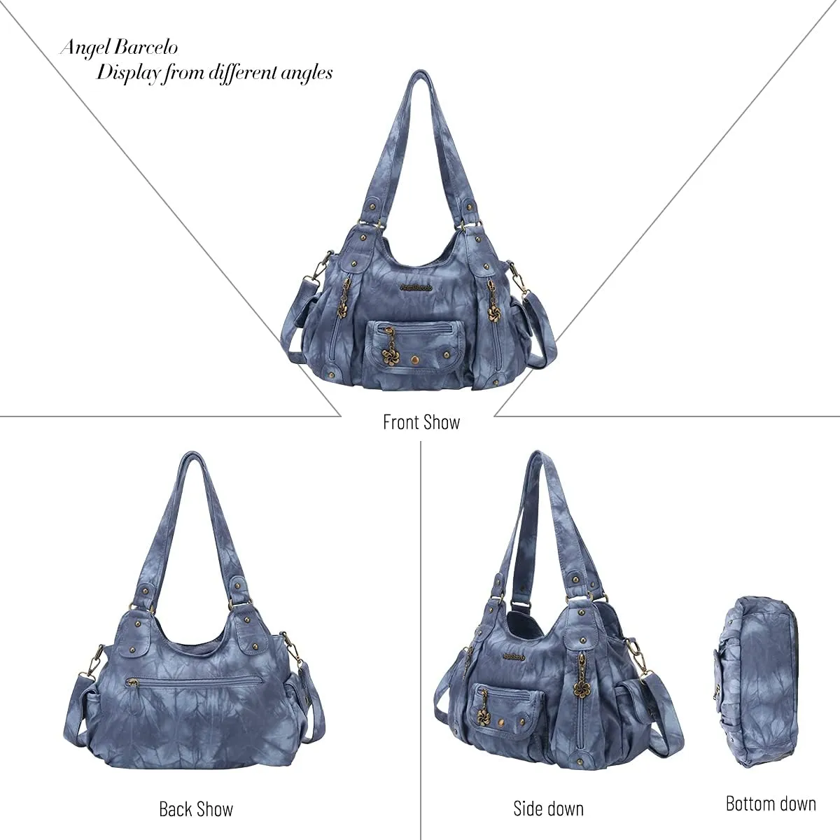 Angel Barcelo Womens Purses and Handbags PU Leather Shoulder Bag Fashion Hobo Bags for Girls