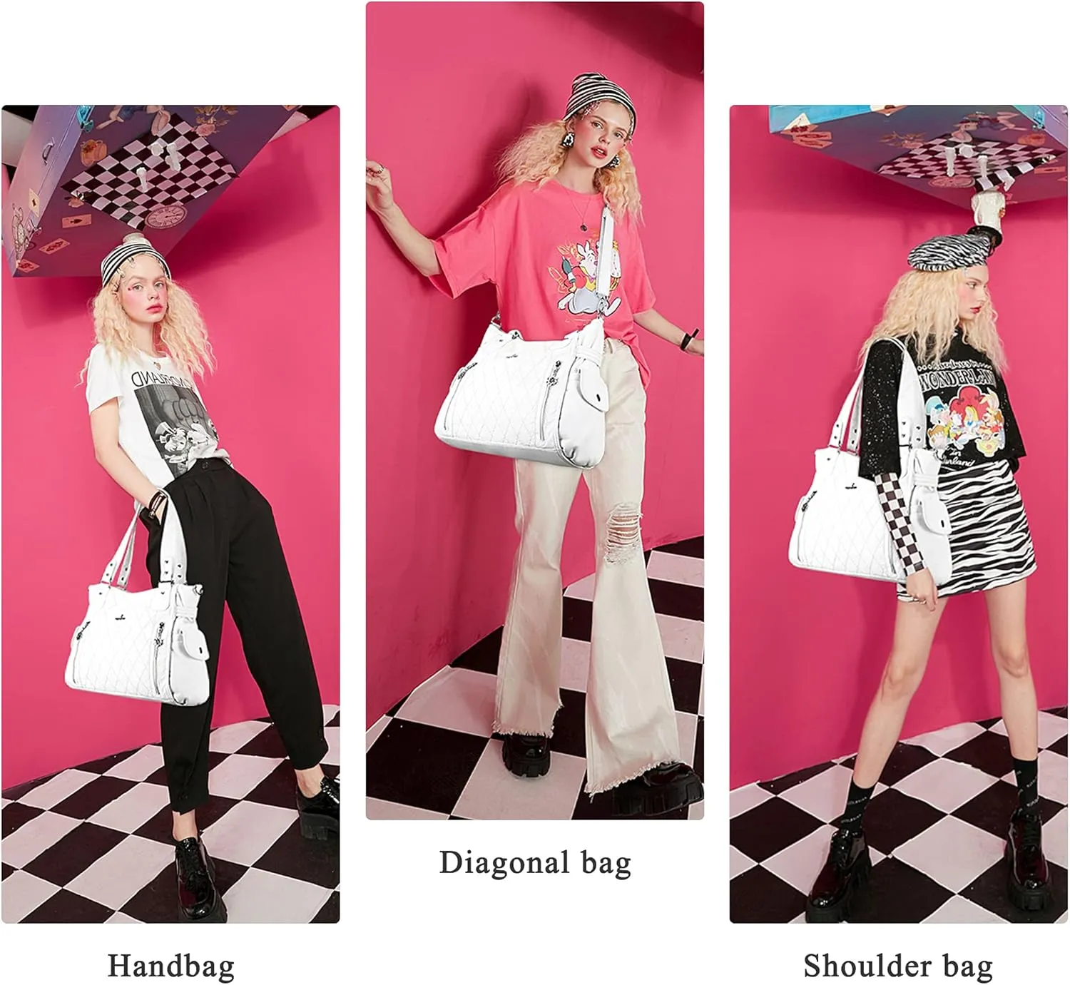Angel Kiss Handbags for Womens Top-Handle Hobo Purse Roomy Casual Shoulder Bags PU Tote Satchel Purse for Women