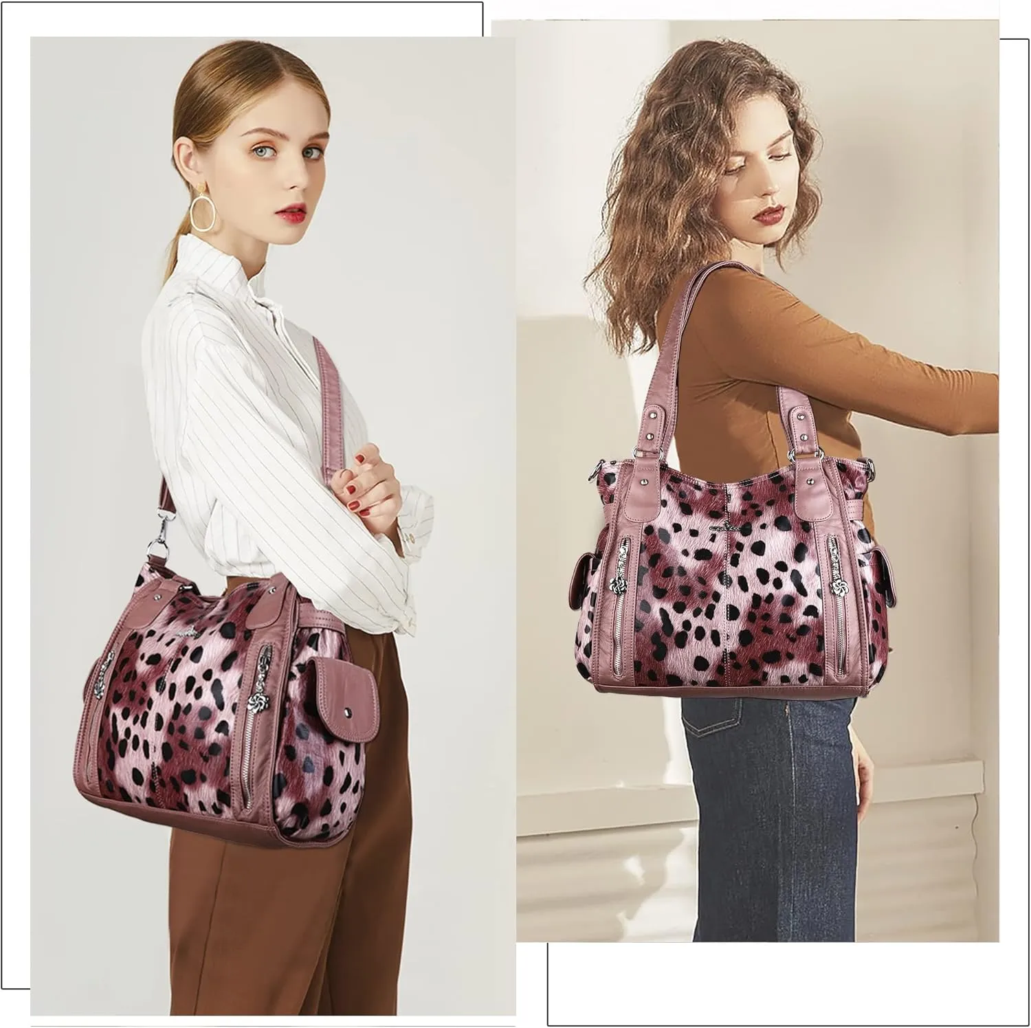 Angel Kiss Handbags for Womens Top-Handle Hobo Purse Roomy Casual Shoulder Bags PU Tote Satchel Purse for Women