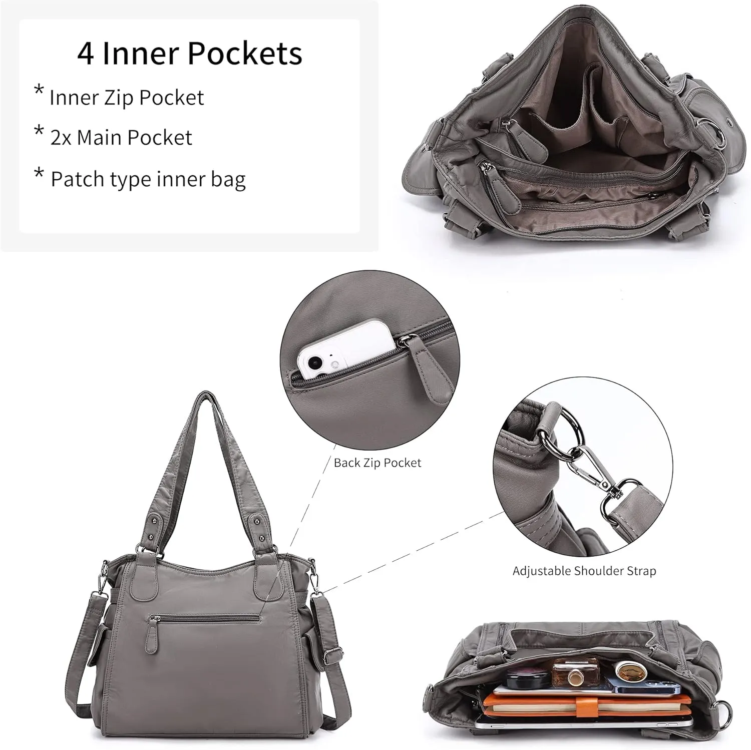 Angel Kiss Handbags for Womens Top-Handle Hobo Purse Roomy Casual Shoulder Bags PU Tote Satchel Purse for Women