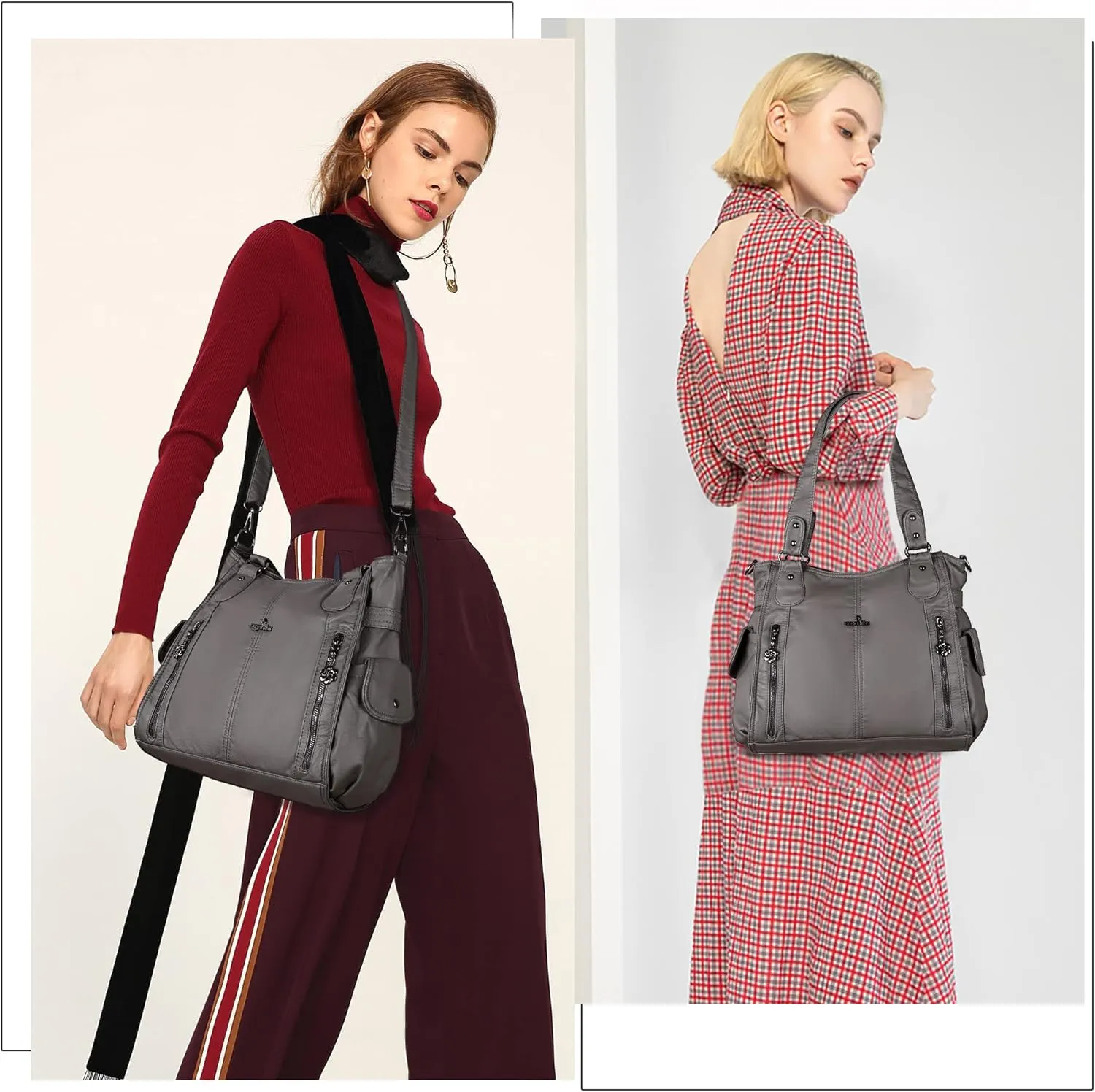 Angel Kiss Handbags for Womens Top-Handle Hobo Purse Roomy Casual Shoulder Bags PU Tote Satchel Purse for Women