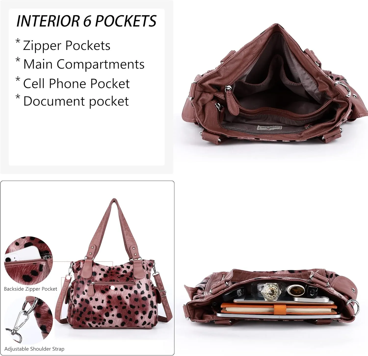 Angel Kiss Handbags for Womens Top-Handle Hobo Purse Roomy Casual Shoulder Bags PU Tote Satchel Purse for Women
