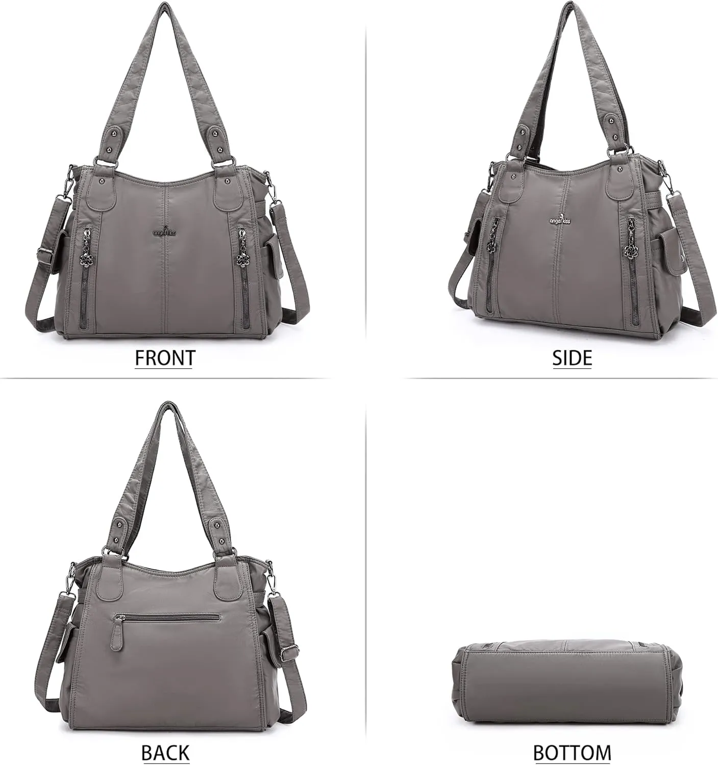 Angel Kiss Handbags for Womens Top-Handle Hobo Purse Roomy Casual Shoulder Bags PU Tote Satchel Purse for Women