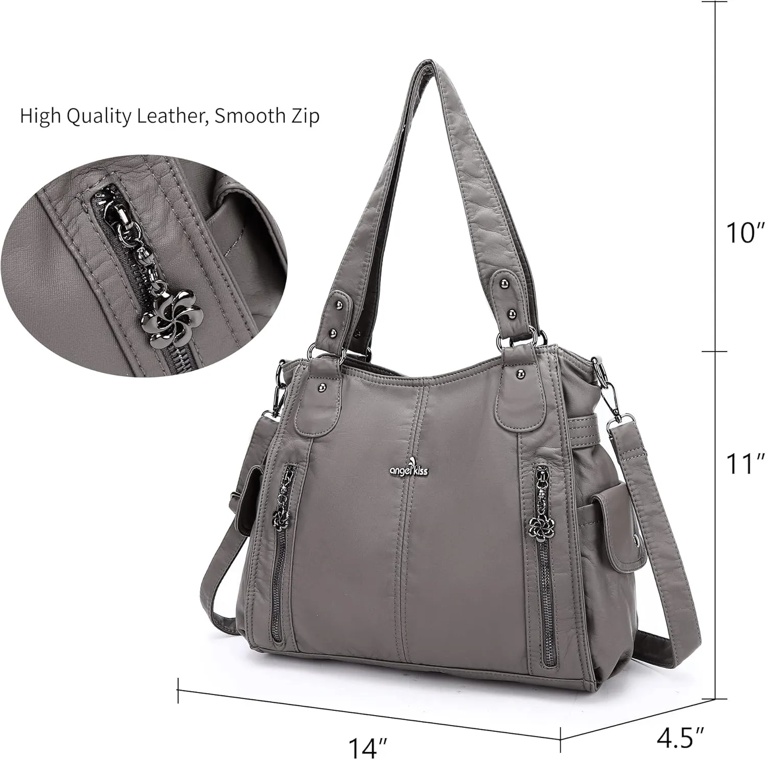 Angel Kiss Handbags for Womens Top-Handle Hobo Purse Roomy Casual Shoulder Bags PU Tote Satchel Purse for Women
