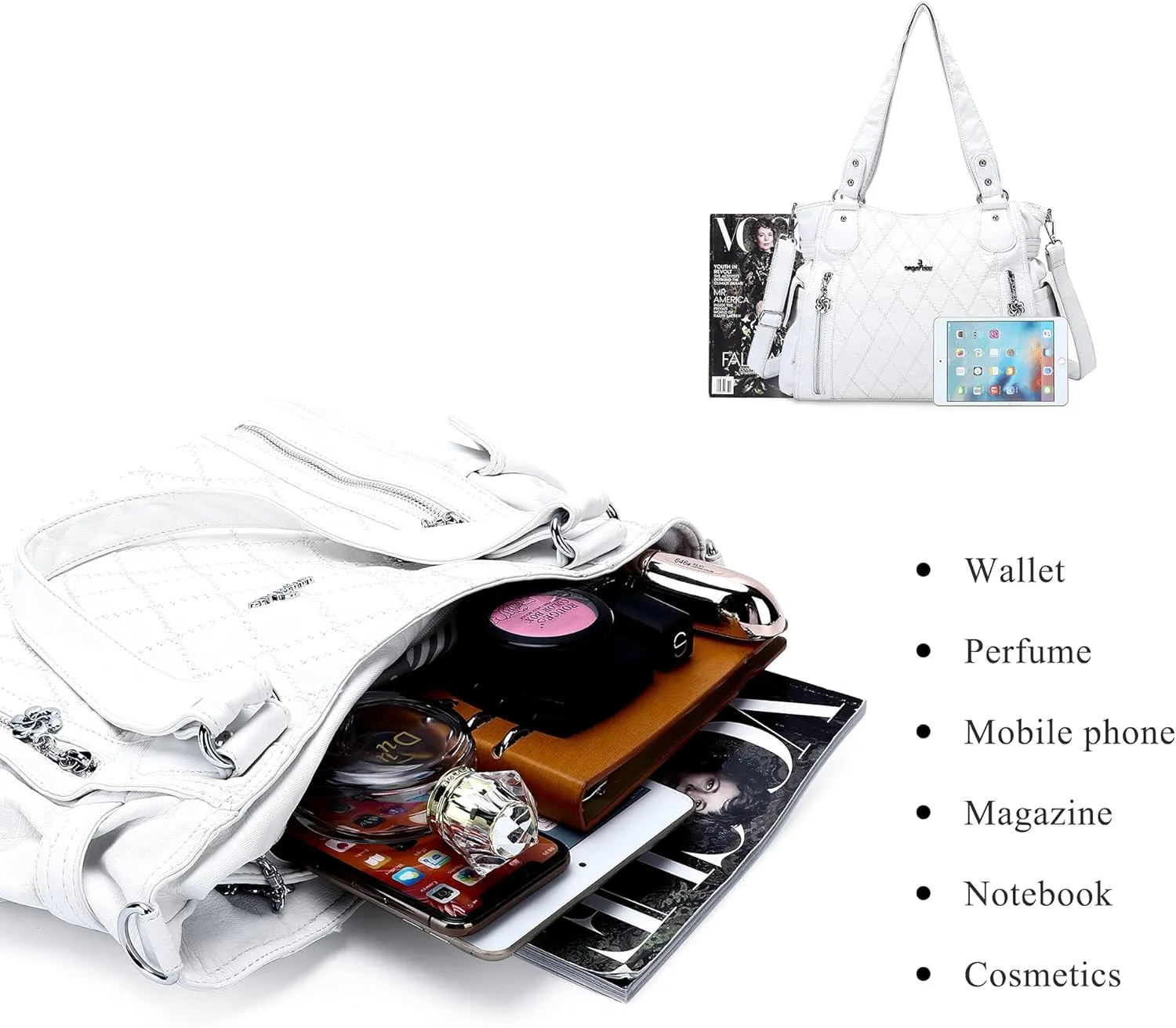 Angel Kiss Handbags for Womens Top-Handle Hobo Purse Roomy Casual Shoulder Bags PU Tote Satchel Purse for Women