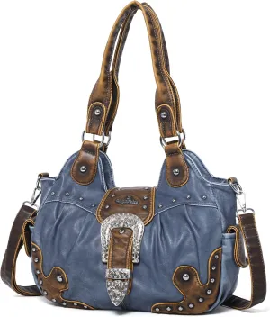 Angel Kiss Hobo Bags for Women Vegan Leather Purses and Handbags Ladies Chic Shoulder Bags Crossbody Purses with Metal Studs