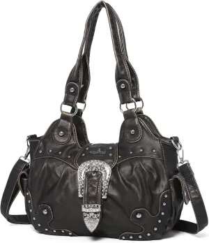 Angel Kiss Hobo Bags for Women Vegan Leather Purses and Handbags Ladies Chic Shoulder Bags Crossbody Purses with Metal Studs