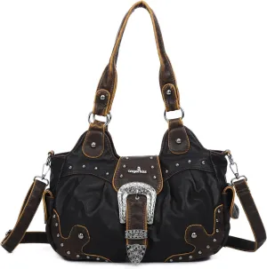 Angel Kiss Hobo Bags for Women Vegan Leather Purses and Handbags Ladies Chic Shoulder Bags Crossbody Purses with Metal Studs